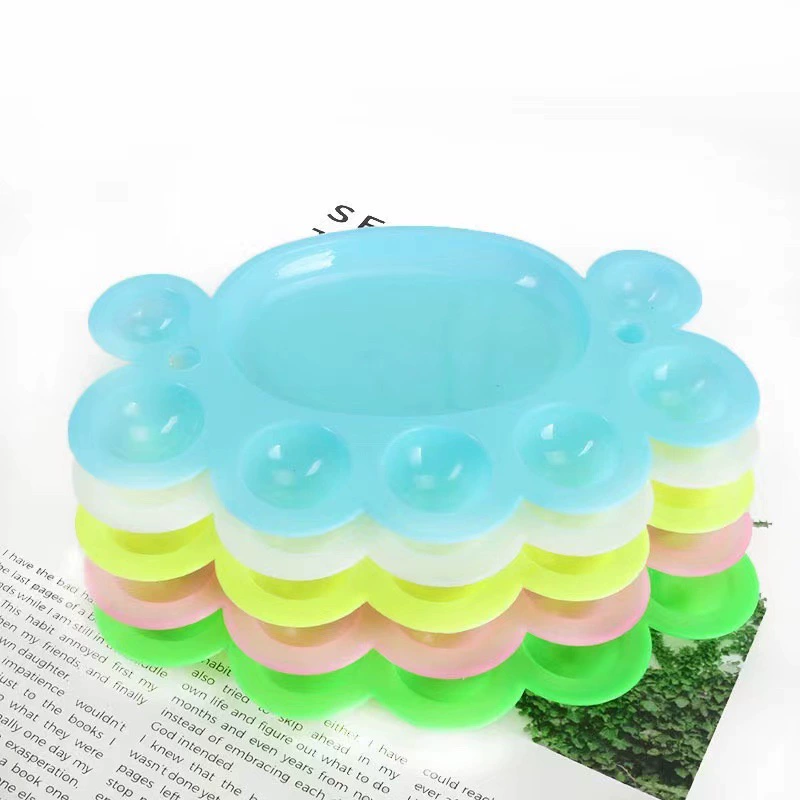 Цветная цветовая палитра пластиковая сливовая роспись пигментная тарелка маленькие ножки детские акриловые акварели палитры несколько круглых