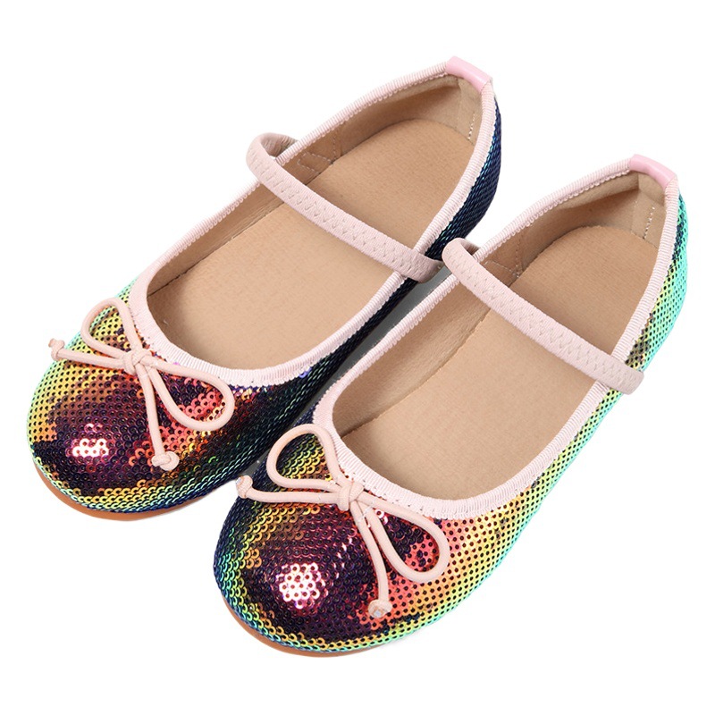 Autumn 2024 New Mermaid Shoes Girls' Princess Shoes Little Girl Soft Sole Single-layer Shoes Children Shining Leather Shoes with Dress