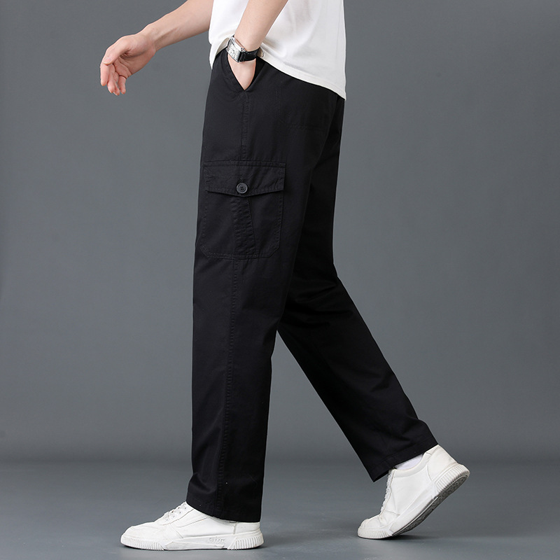 Pantalones casuales de lavado de agua para hombres, pantalones de trabajo de moda de bolsillo, algodón suelto, cintura elástica grande, pantalones de jabón image 8