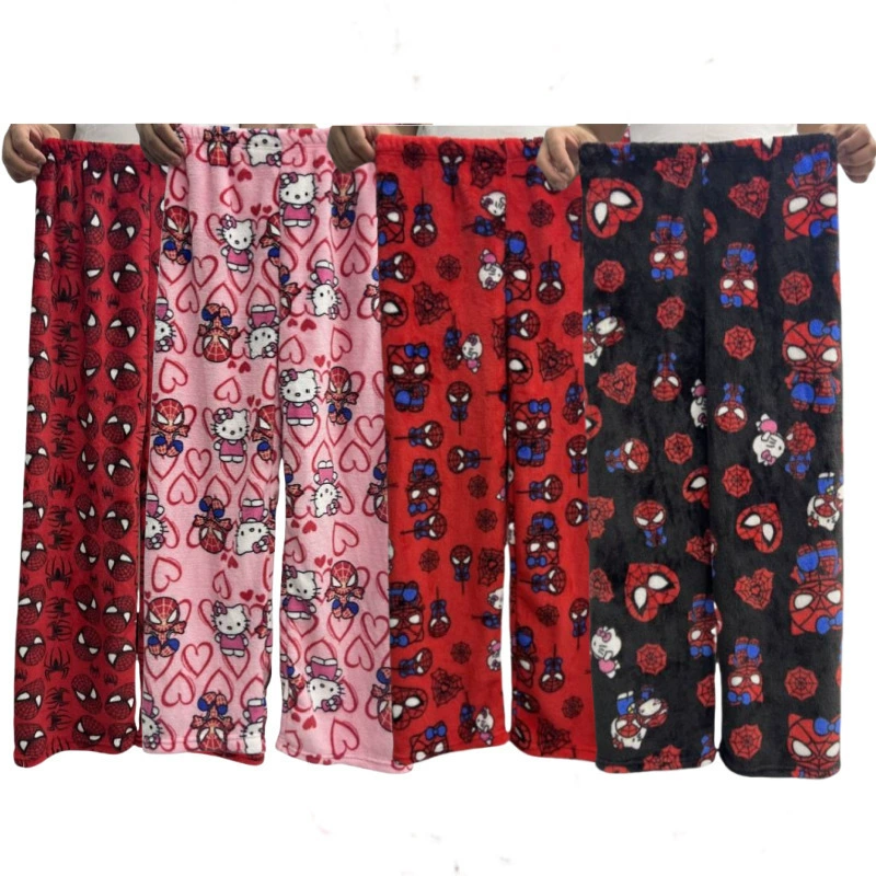 Фланелевый мультфильм изогнутые брюки толстые женские пижамы осень-зима новые бархатные теплые домашние брюки для отдыха дома внешняя торговля