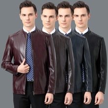 2025海宁秋冬爸爸装中年翻领皮夹克男士春秋外套绵羊皮加绒皮衣男