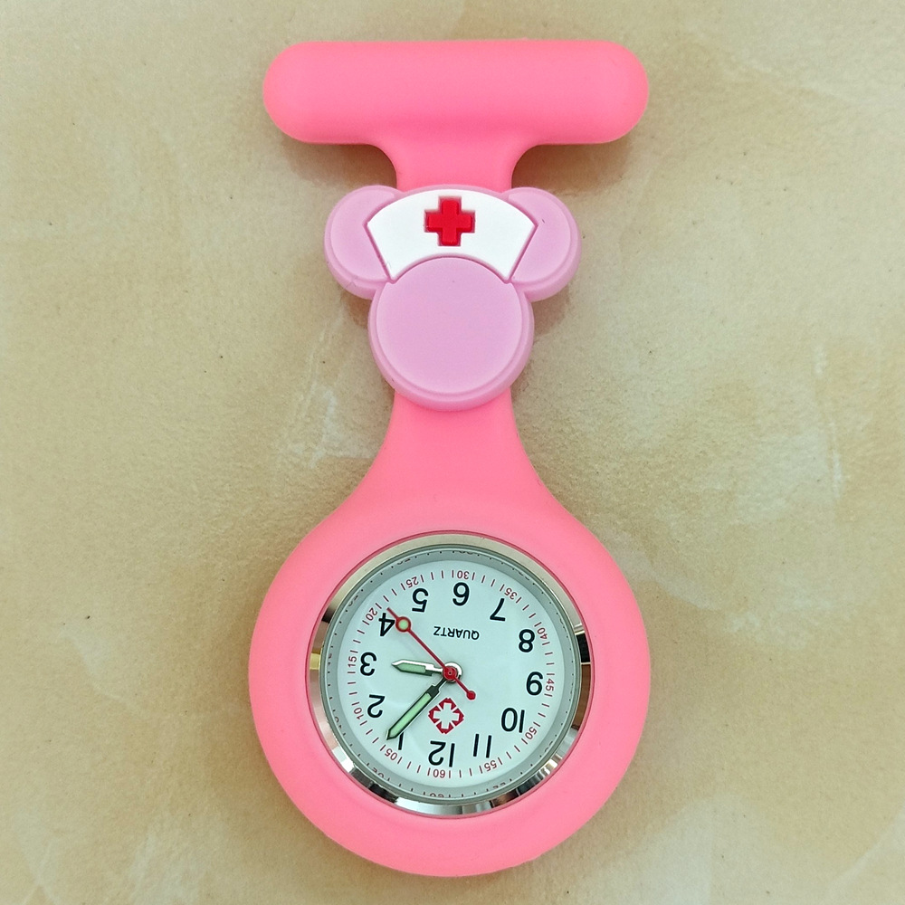 Dibujos animados lindo unisex hospital médico enfermera médico broche de silicona sólida colgando FOB bolsillo regalo reloj