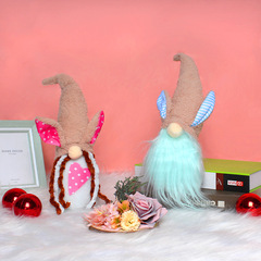 Revived Easter Dwarf Doll with Rabbit Ears Fairy, Faceless Old Man, Window Display, Desk and Table Decor