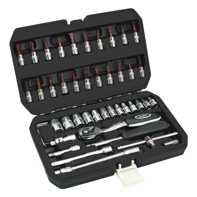 Tools set, small wrench, tubular collar, 46 pieces
