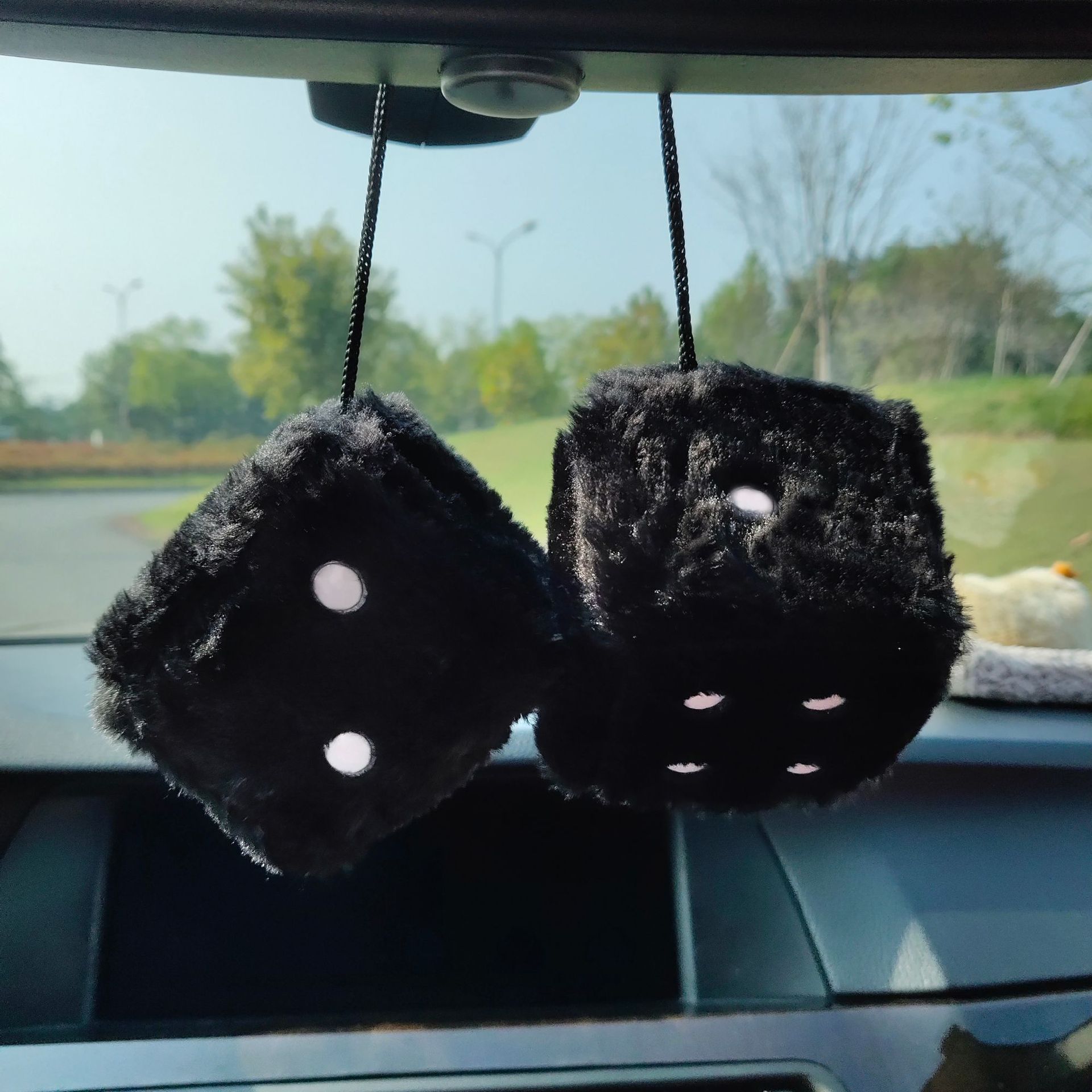Aliexpress Amazon Wish Cross-Border Trade Plush Dice Car Pendant Dice Ornament Car Hanging Rearview Mirror Dropshipping