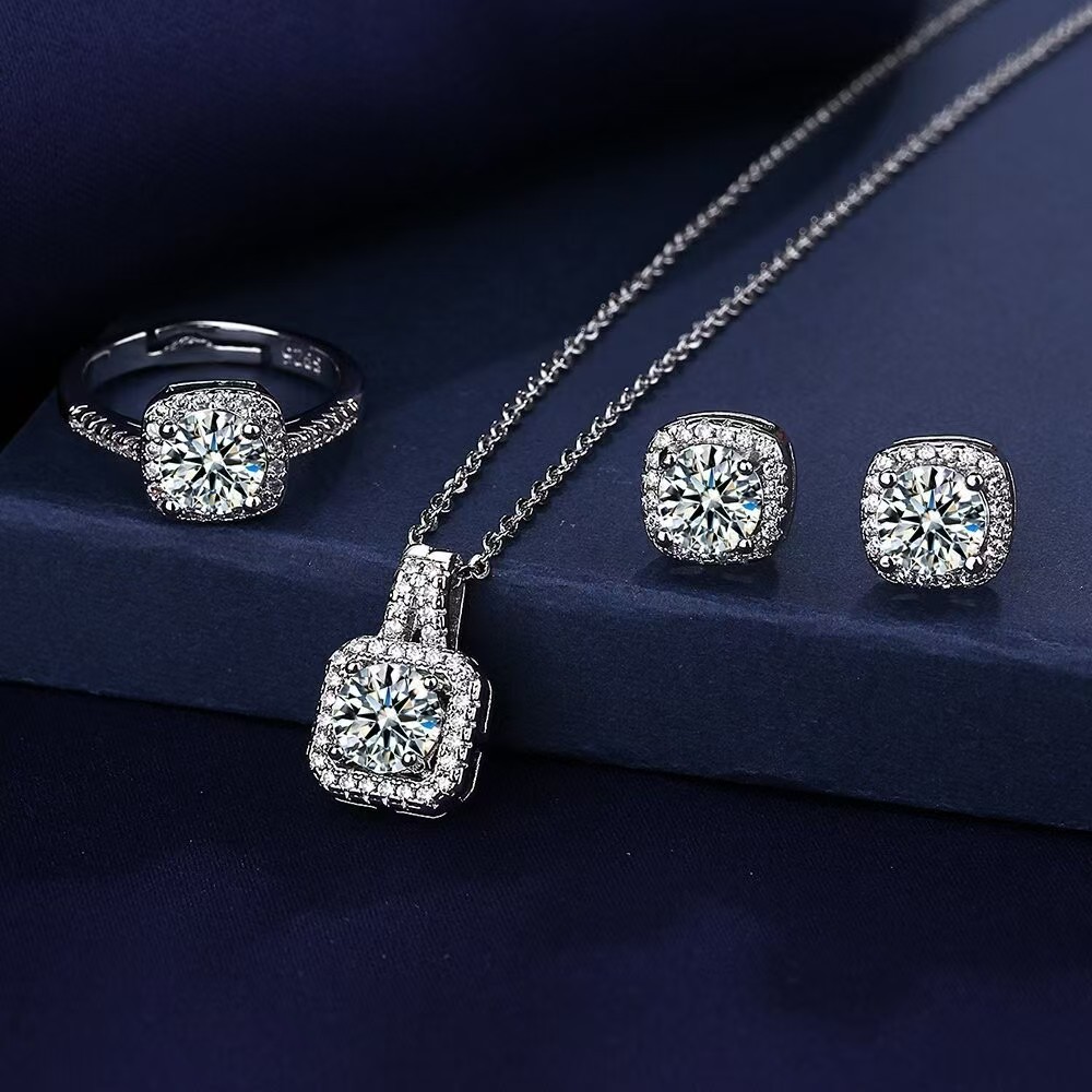 Silver square diamond combination