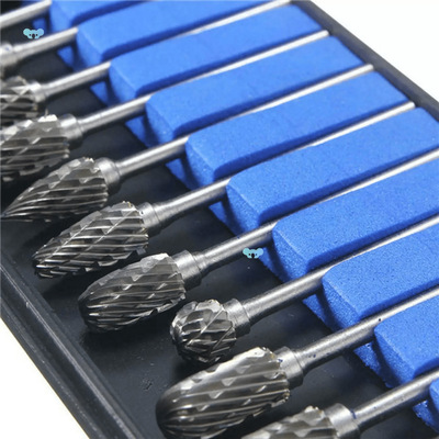 10pcs 1/8 Tungsten Carbide Burr Rotary Drill Bits Tools Cross border
