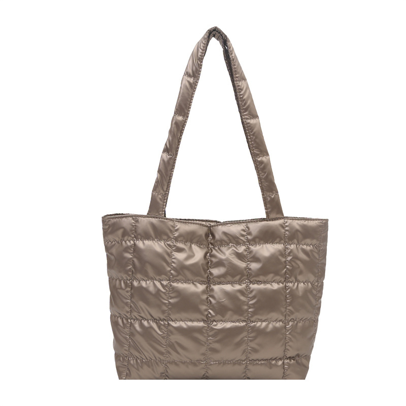 2025 otoño y invierno bolsas de algodón espacial de gran capacidad bolsas de hombro bolsas de pluma coreanas simples bolsas casuales para mujeres