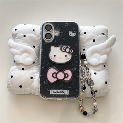 冷淡风细闪立体kitty蝴蝶结适用iPhone16苹果15ProMax/14手机壳13