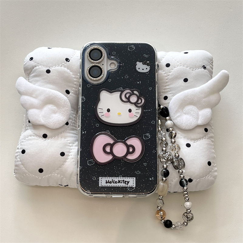 冷淡风细闪立体kitty蝴蝶结适用iPhone16苹果15ProMax/14手机壳13|undefined