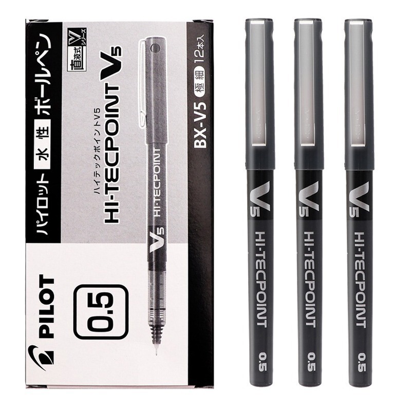 Pilot Baile Pen V5 Water Pen Gel Pen Bx-V5 Black Pen Straight Liquid Ball Pen Student Exam Pen 0.5