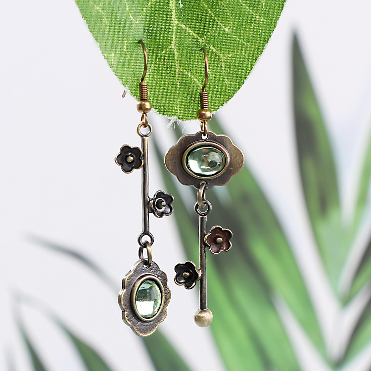 1 Pair Fashion Flower Metal Plating Metal Rhinestones Womenu0027S Drop Earrings