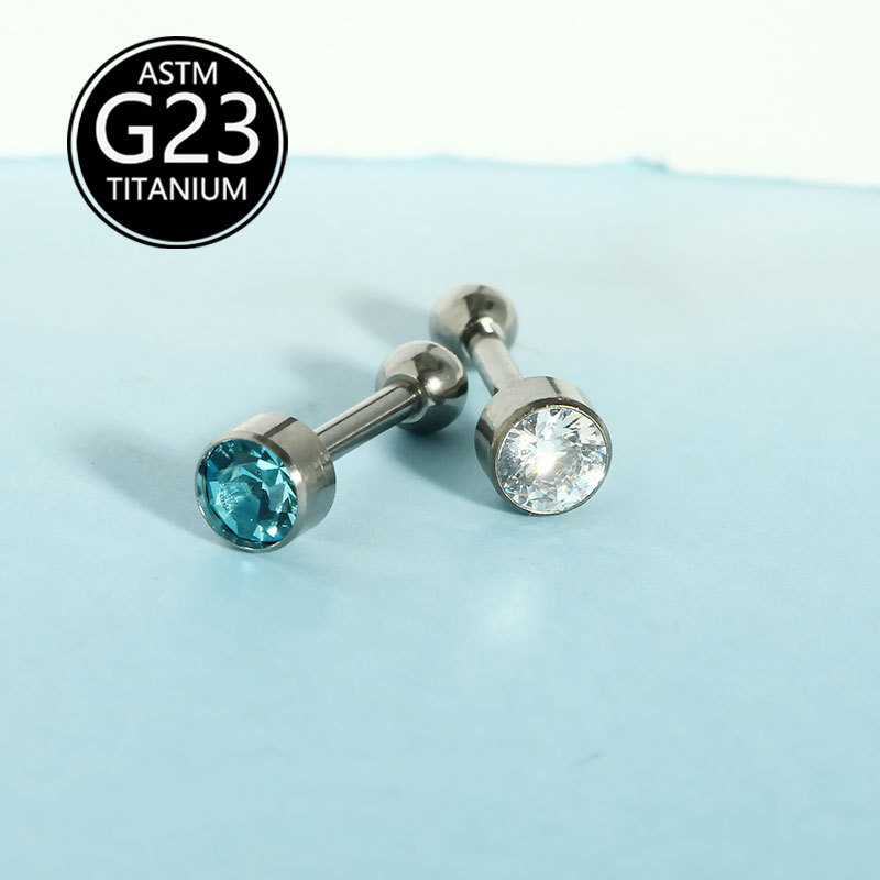 G23 Titanium Alloy Sparkling Zircon Labret Stud, Lip Piercing Jewelry, Nose Nail, Ear Bone Nail, Single Sale detail image 7