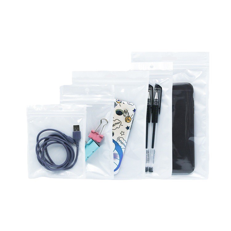 opp 真珠光沢のあるバッグ小物バー包装袋透明陰陽ジップロックバッグ三方シールデジタルアクセサリーシール袋