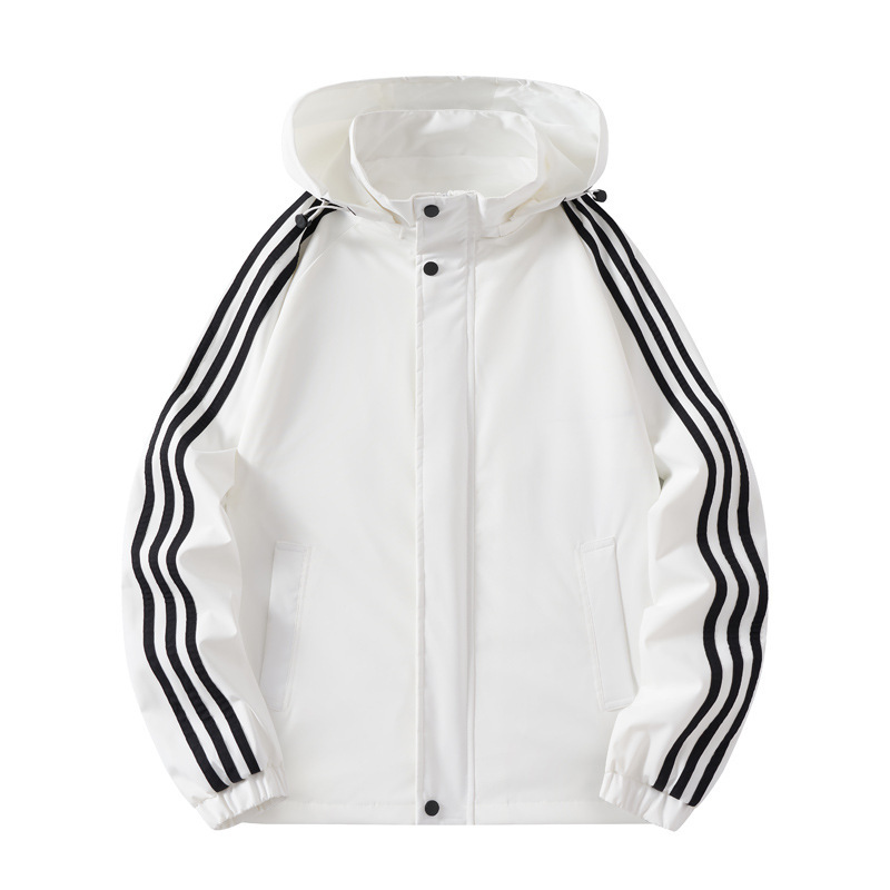 Three-Stripe Jacket Cross-Border Hot-Selling Classic Unisex Spring and Autumn Outdoor Sports Windproof Waterproof Hooded Jacket
