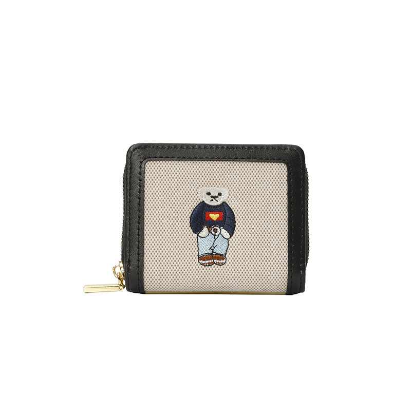 New Cartoon Embroidered Bear Women's Coin Purse Mini Zipper Canvas Fashion Multifunctional Storage Bag New Cartoon Embroidered Bear Women's Coin Purse Mini Zipper Canvas Fashion Multifunctional Storage Bag