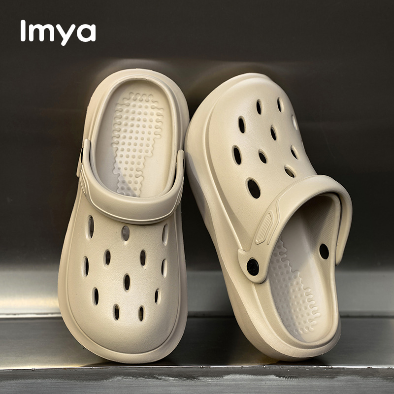 Men's Eva Hole Shoes Summer Outer Wear Thick-soled Shit-feeling Beach Sandals and Slippers Breathable Non-slip Deodorant Baotou Slippers