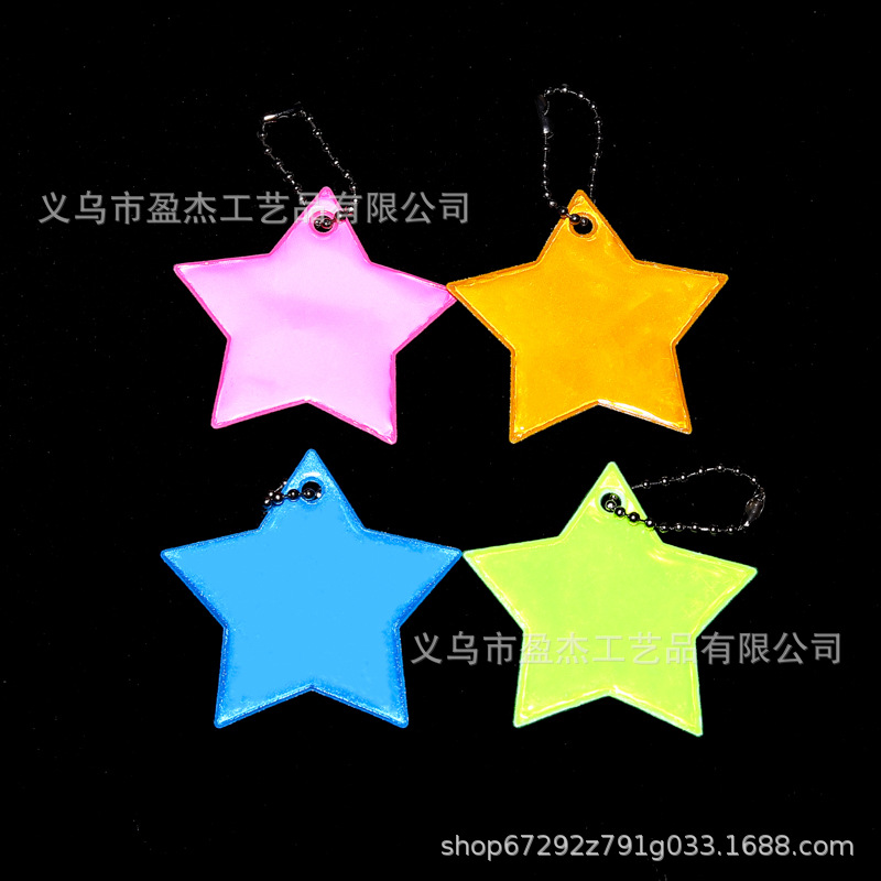 Amazon 5 cm colgante de color reflectante estrella de PVC de noche colgante de bolsas de llaves