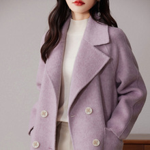 高端羊毛大衣双面呢秋冬季温柔小香风女中长款宽松小个子毛呢外套