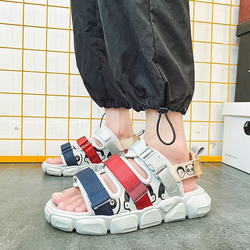 Jinjiang sandalias de explosión adhesivas frías sandalias de verano para hombres, antideslizantes y desodorantes, sandalias y zapatillas de playa de plataforma deportiva