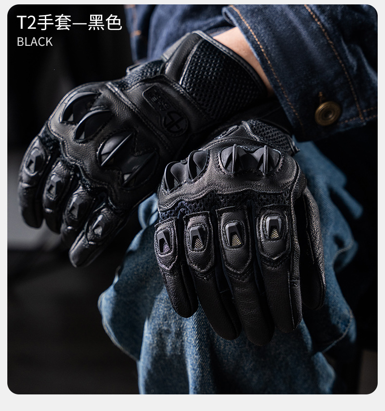 Alien Snail Motorcycle Rider Genuine Leather Retro Riding Gloves Spring and Autumn Road Rally Anti-Fall and Anti-Slip