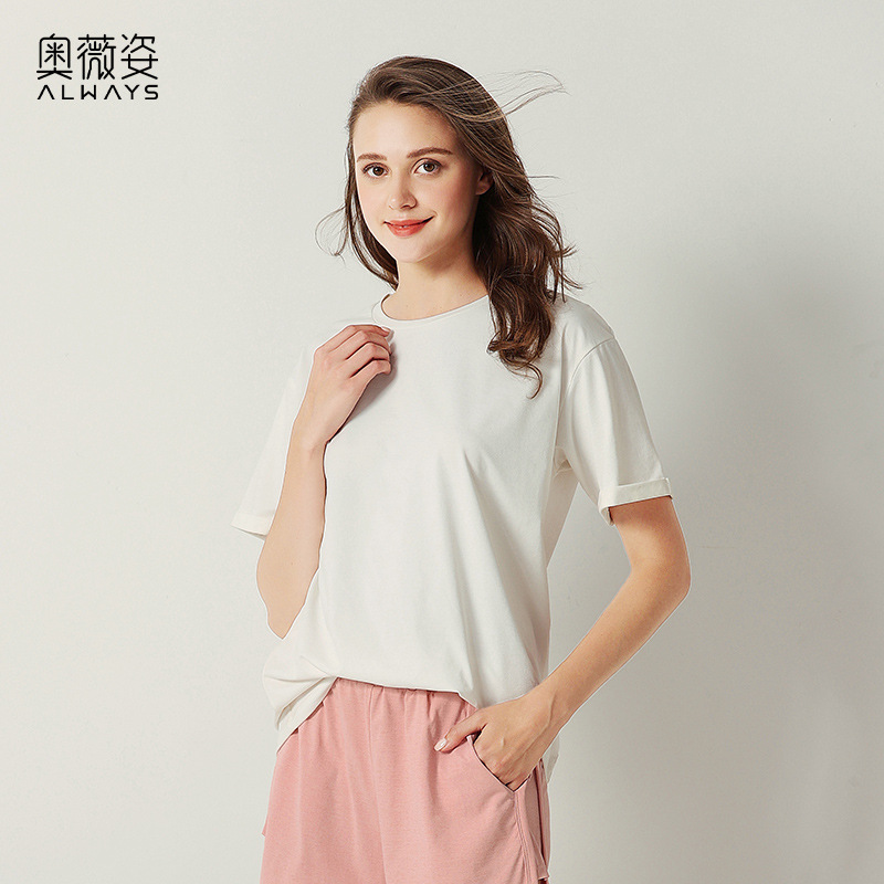 奥薇姿2021春夏新款女T恤宽松圆领休闲短袖打底衫索罗娜T恤sorona|ms
