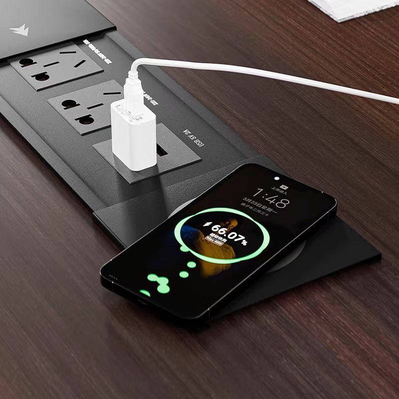 Italian minimalist desk with socket light luxury modern simple home…