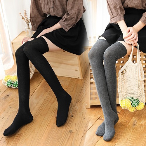Cotton Women's Knee-High Socks for Autumn/Winter, Student Beauty Leg Shaping, Japanese Style JK Pressure Socks, Warm Knit Thigh Socks