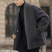 新中式男装天丝羊毛双面毛呢外套男冬季新款加厚长款休闲通勤大衣