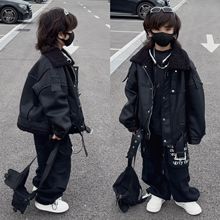 2025冬季新款高级感设计机车款PU男女童皮衣儿童翻领加厚上衣外套