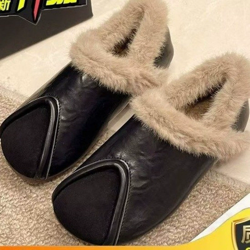 Зимняя матовая обувь на флисе, тёплые туфли
