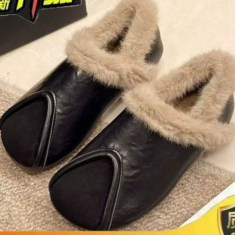 Зимняя матовая обувь на флисе, тёплые туфли