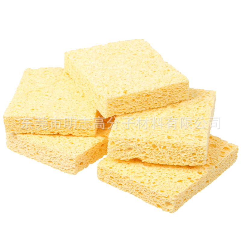 搓澡吸水木浆海绵 厨房清洁洗碗压缩木浆棉 卸妆黄色锁水木浆海绵