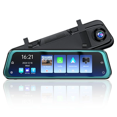 9.66 "Android Driving Recorder Double Recording HD Reversing Image Mobile Phone Interconnected Streaming Media Driving Recorder (Driving recorder) - 966inch-driving-recorder-without-camera-black-interconnection-wireless-carplay-android-auto-airplay-mirror-link