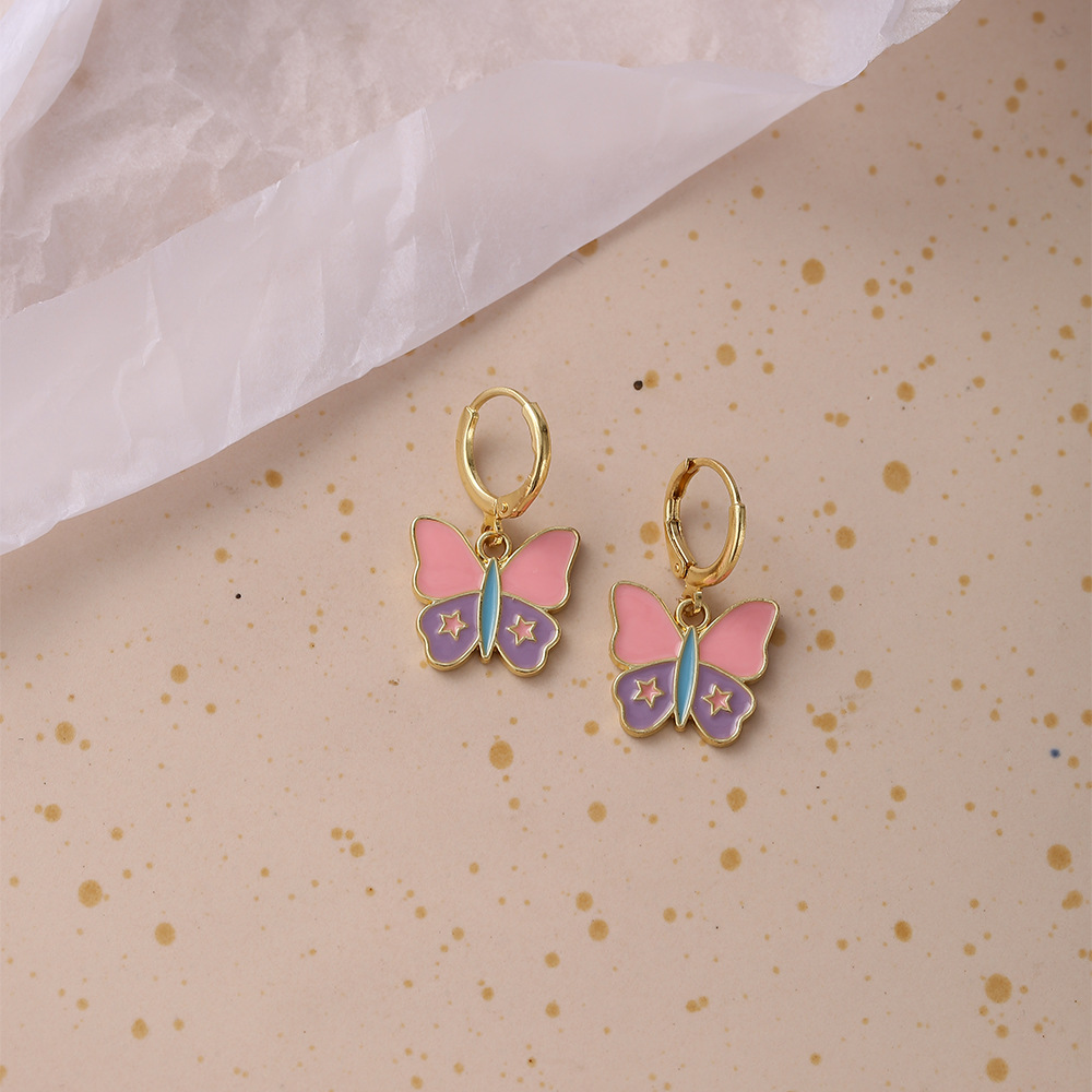 new butterfly earrings creative simple personality pink butterfly earrings wholesalepicture10