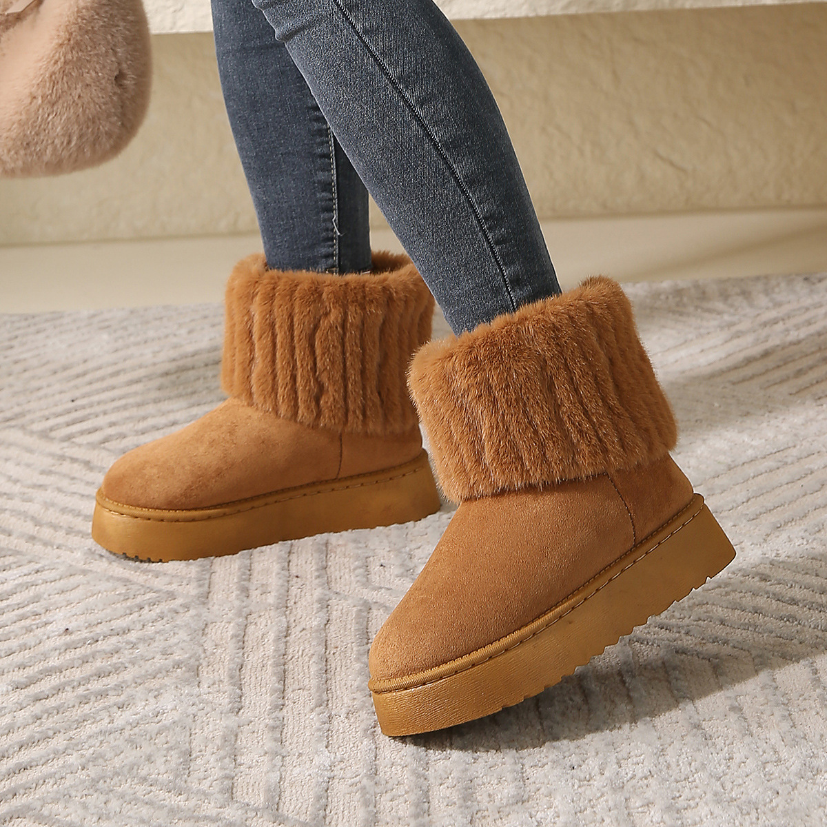 Women's Snow Boots With Thick Sole And Fleece Lining For Winter_voghion.com