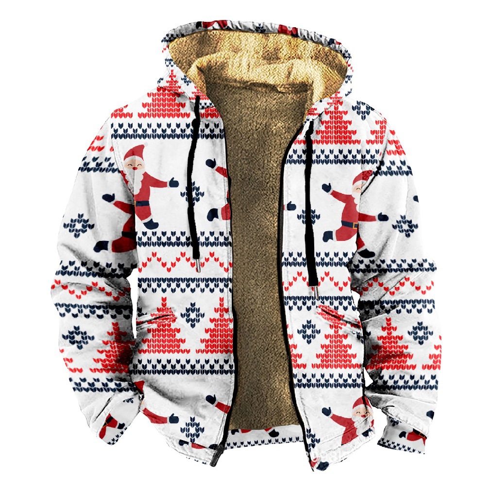 Ropa de invierno engrosada con forro polar transfronterizo Forro de doble capa de Santa Claus Chaqueta acolchada de algodón de terciopelo grueso Cremallera Bolsa de excavación Chaqueta acolchada de algodón cálido