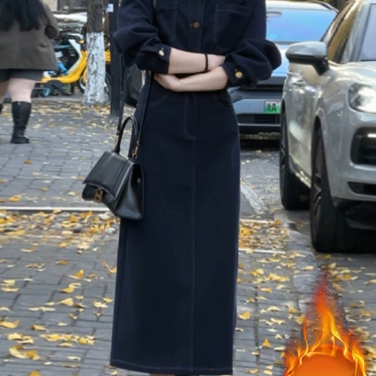 法式复古温柔风连衣裙女冬装2025新款设计感韩版收腰显瘦气质长裙|undefined