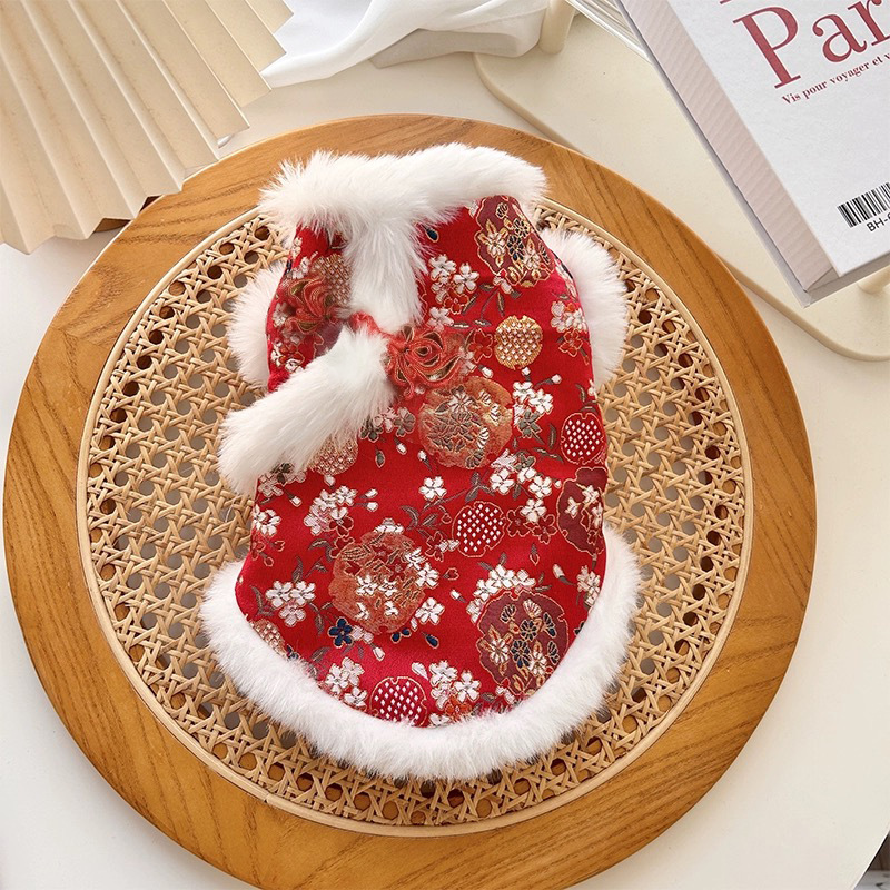 狗狗衣服泰迪比熊过年结婚礼服猫咪汉服宠物新年喜庆唐装秋冬加厚