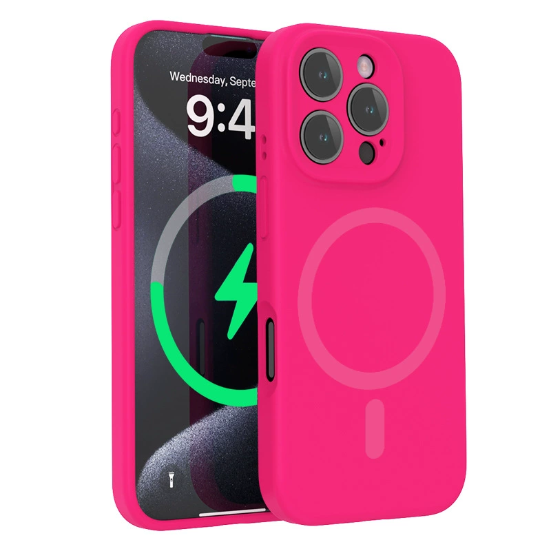 Phone case (Apple) iPhone 13–16, liquid silicone, strong magnetic ring and lens protector