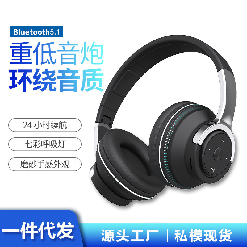 Cross-border new private model H2 luminous all-inclusive ear headset wireless Bluetooth headset subwoofer headset factory wholesale