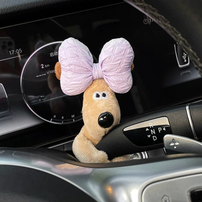 Mirror Cute Pilot Dog — Car ornaments - light-purple-bow-dog-waist-decoration