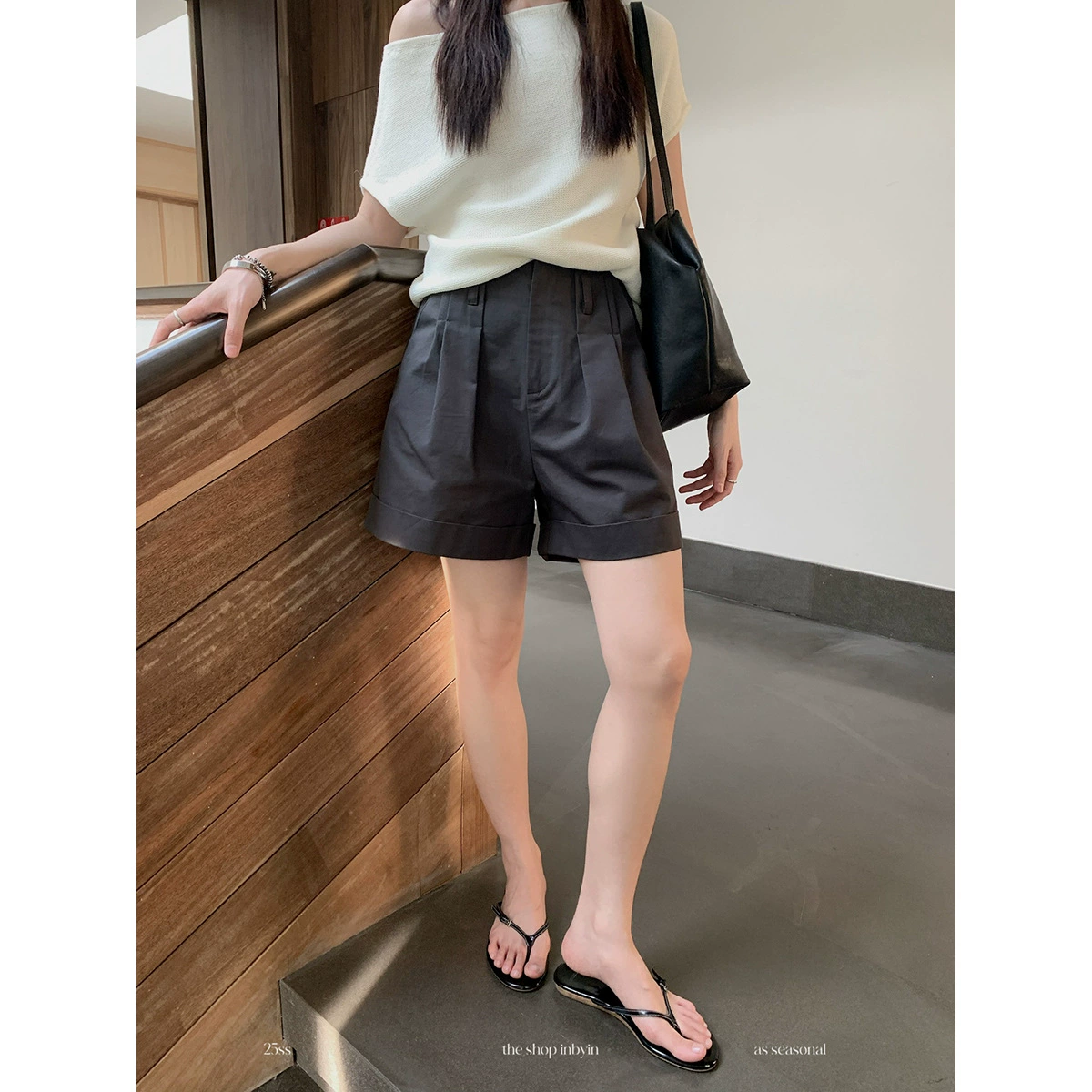 Yi En Ou inbyin плиссированные шорты-шорты для женщин носить летние новые свободные широкие брюки с высокой талией и широкими ногами