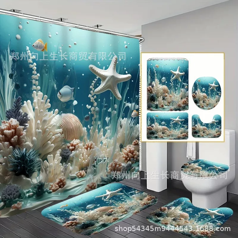 Shower Curtain Set waterproof mildew-proof, 12 hooks, no punching required, multiple sizes