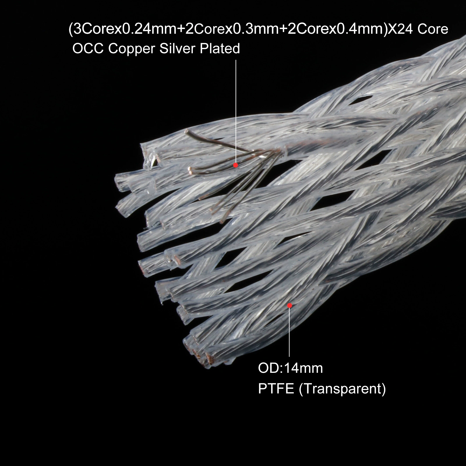 OCC монокристальная серебряная 24-жильная оплетённая проволока, 12AWG основной акустический кабель, соединительный провод для динамиков