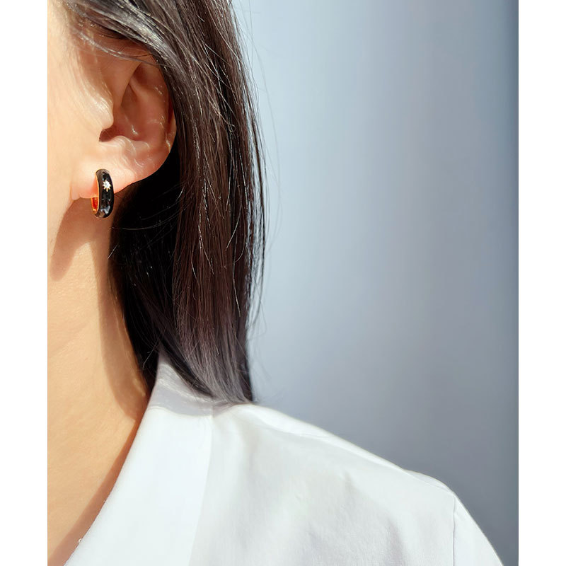 Fashion Star Copper Enamel Zircon Earrings 1 Pair