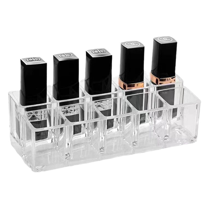 New Internet celebrity small lip glaze lattice style large capacity lipstick stand desktop transparent cosmetics storage box wholesale