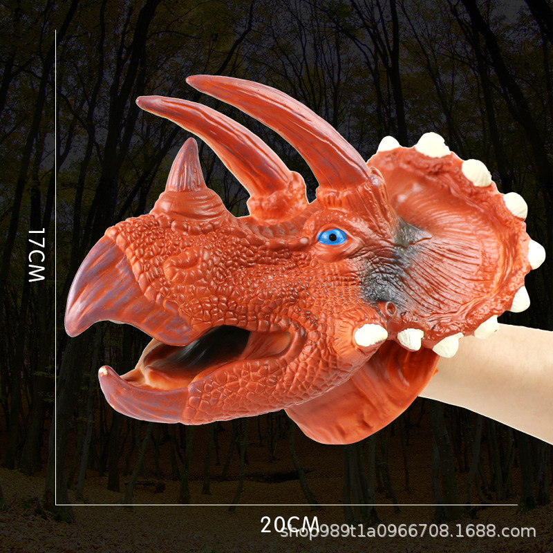 Guantes de títeres de mano de dinosaurio, goma blanda, tiranosaurio, triceratops, simulación de tiburón, modelo animal, puesto, brazo de tiburón, juguete transfronterizo