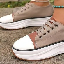 外贸大码43吗单鞋女2022春季新款欧美圆头厚底女士休闲帆布鞋跨境