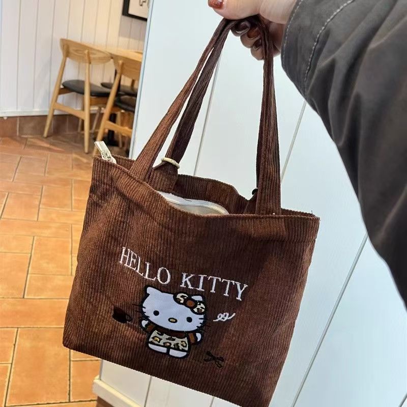 Neue Original KT Katzen Cord Handtasche Kosmetiktasche mit gehobener Optik Mini vielseitig große Kapazität Wasser- und Creme Aufbewahrungstasche Tragbar